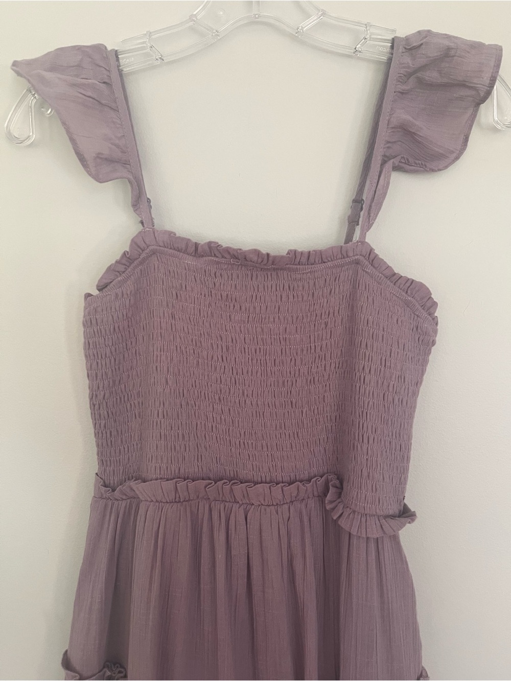 PinkBlush Maternity Lavender Smocked Flutter Strap Maxi Dress - Picture 10 of 11